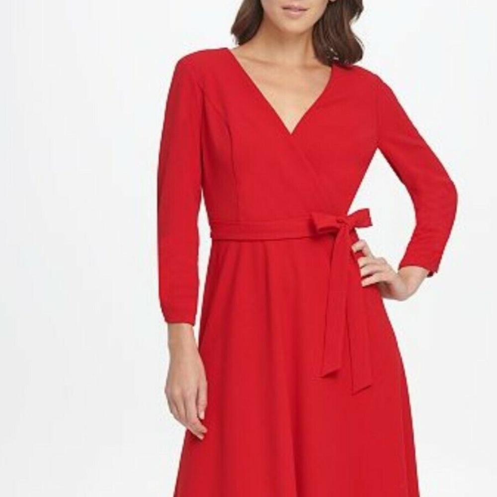 DKNY NEW DRESS Ruched Covered Button Sleeve